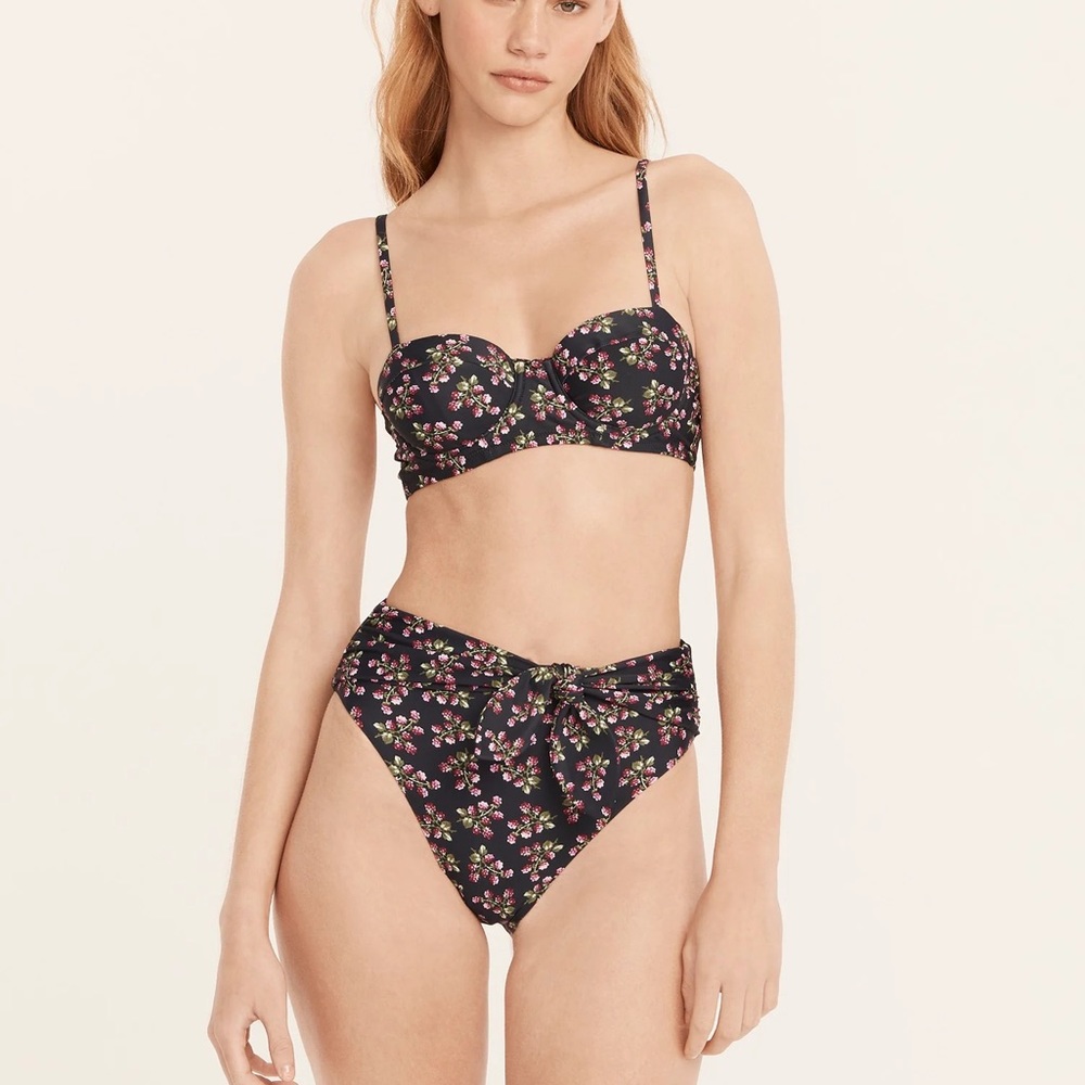 J. Crew underwire bikini top and high rise bottom twilight berry Size 32D Small